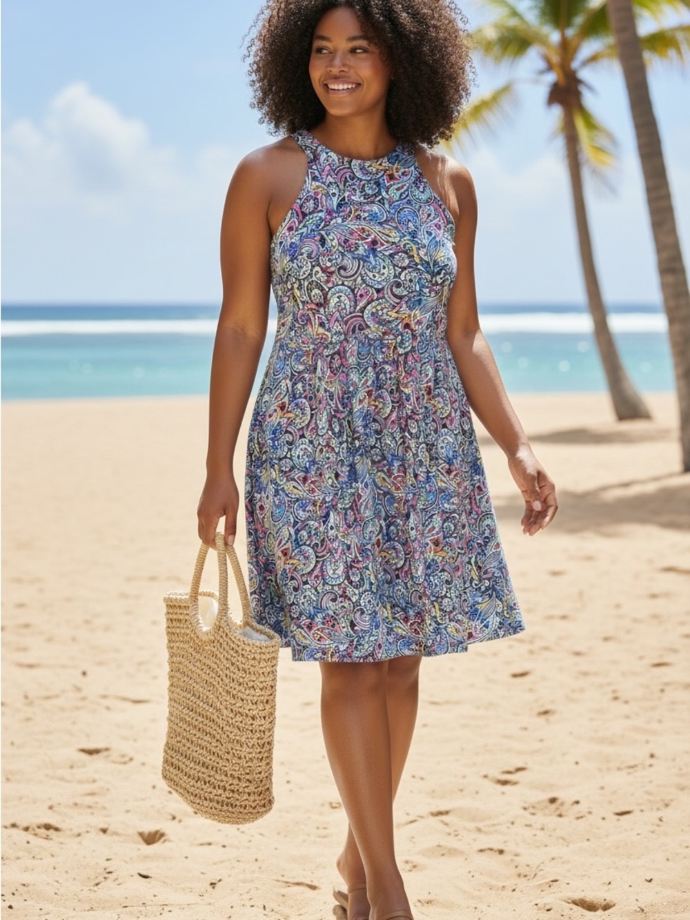 Shore Fit Paisley Swim Dress – Flattering One-Piece Swimsuit